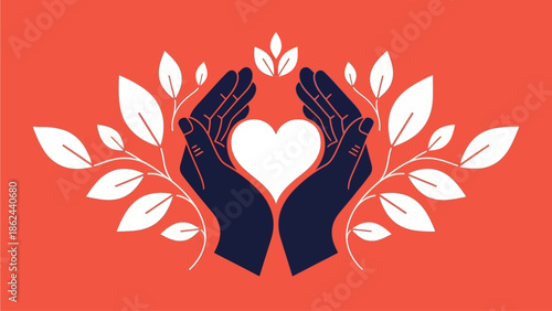 Hands cradling a heart with leaves symbolizing care and compassion