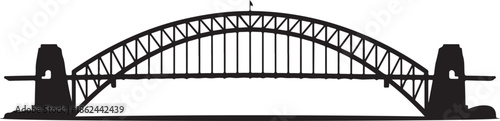 Sydney harbour bridge black silhouette icon on transparent background
