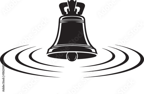 Bell with sound waves symbol for alert announcement alarm and communication
