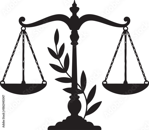 Scales of justice symbol representing law fairness and legal judgment