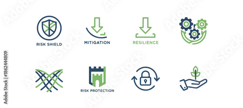 Abstract icon set of eco friendly and technological concepts