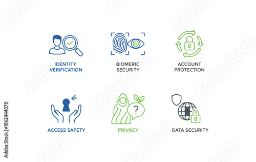 Conceptual icons illustrating various business and technological themes