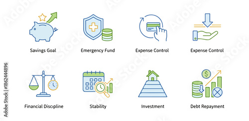 Finance and investment icons set illustration