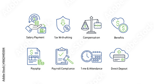Financial icons representing services banking and investment