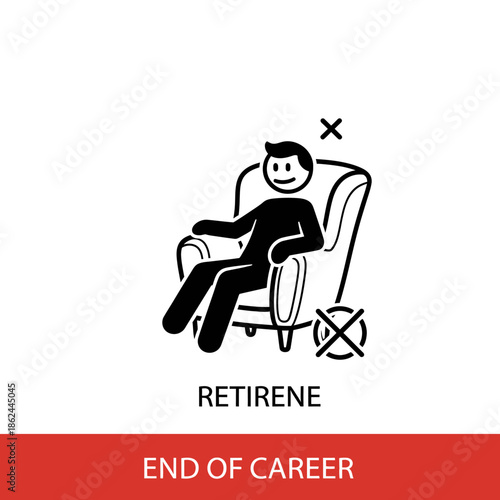 Retired man resting in armchair end of career concept.