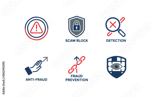 Security icons set warning protection analysis growth support monitoring