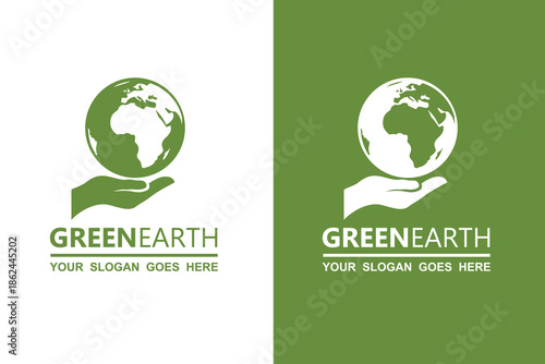 ecology earth planet globe icons isolated on white and green background