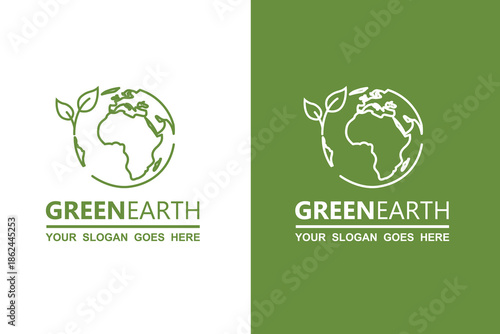 ecology earth planet globe icons isolated on white and green background
