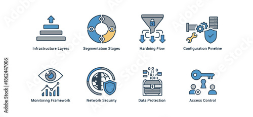 Abstract icon set of business and technology concepts