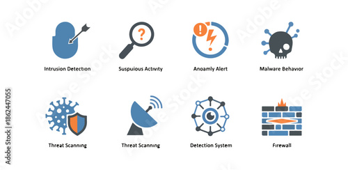 Abstract icons representing technology and data analysis