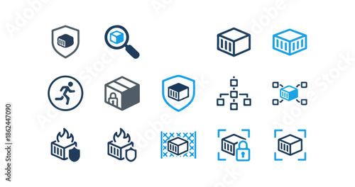Data security and protection vector icons set