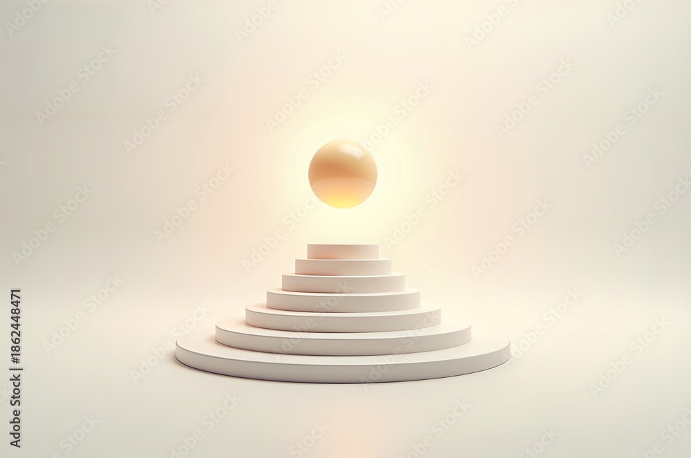 Fototapeta premium Geometric Steps with Floating Sphere