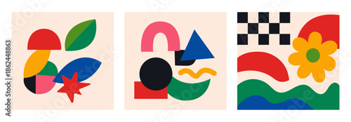 Abstract geometric composition with colorful shapes