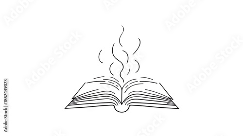 Minimalist Open Book with Abstract Ethereal Lines Rising, Symbolizing Knowledge