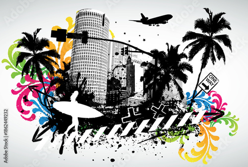 Detroit city lenscape retro