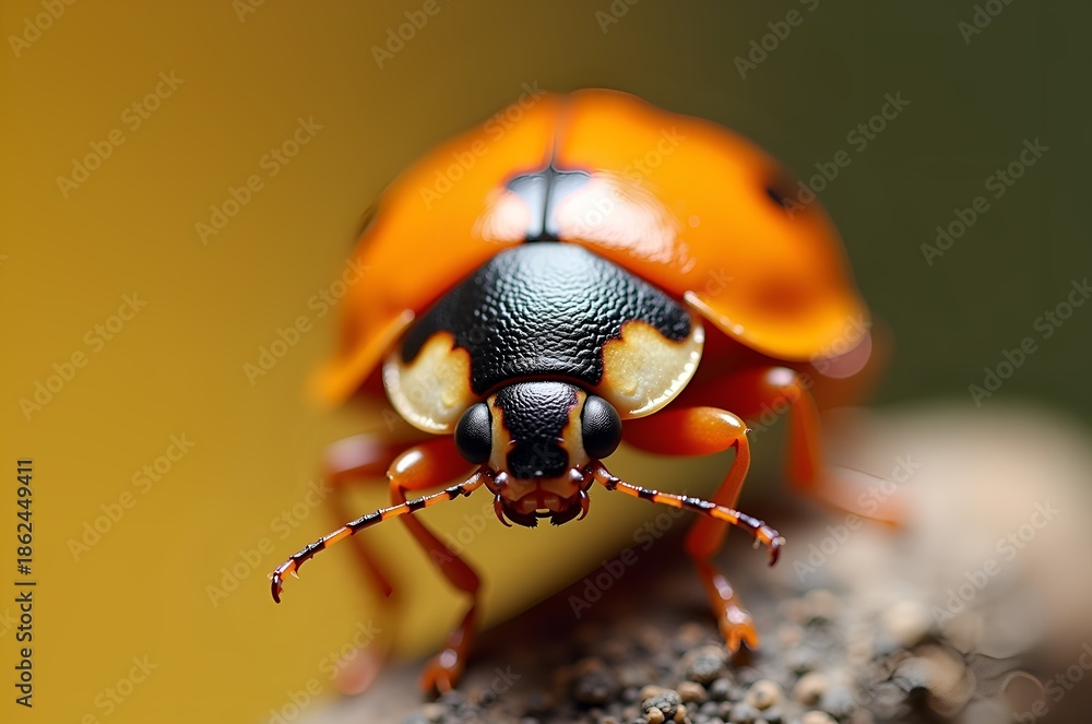 Naklejka premium Close-up of a Vibrant Orange and Black Ladybug
