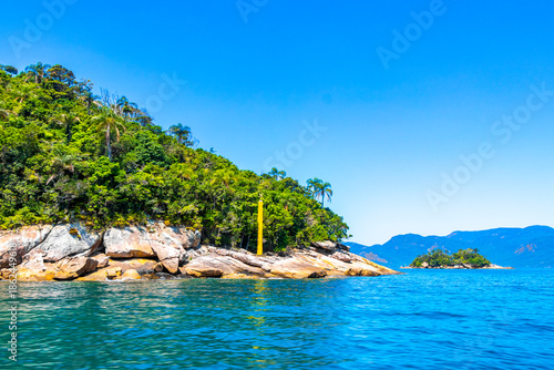 Canvastavla Ilha Grande Brazil tropical island islands mountains coast shore seascape