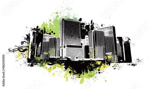 Detroit city lenscape retro