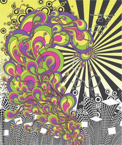 Detroit city lenscape retro