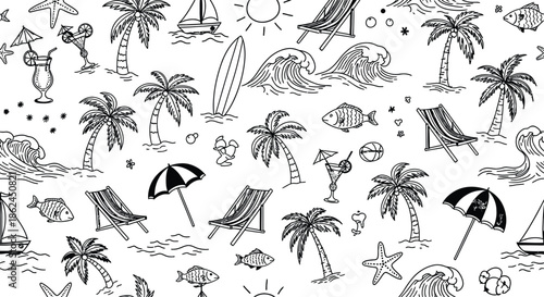 Beach vacation illustrations