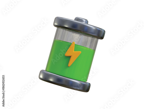 eco energy battery icon 3d render concept of ecofriendly recycle battery icon vector illustration