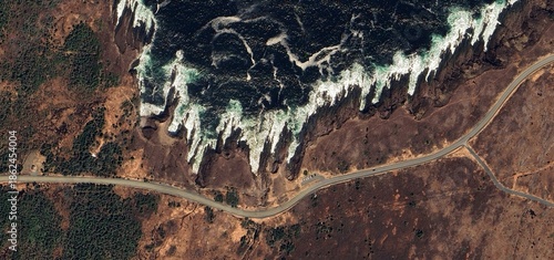Konstfotografi Aerial Satellite View of Cape Spear Coastline and Road in Newfoundland Canada