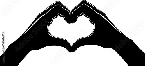 Hands forming heart shape silhouette representing love, care, unity and emotional connection