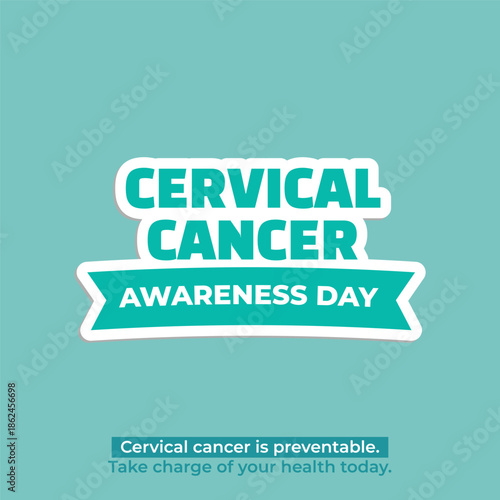 Cervical Cancer Awareness Day Teal Ribbon Icon Set