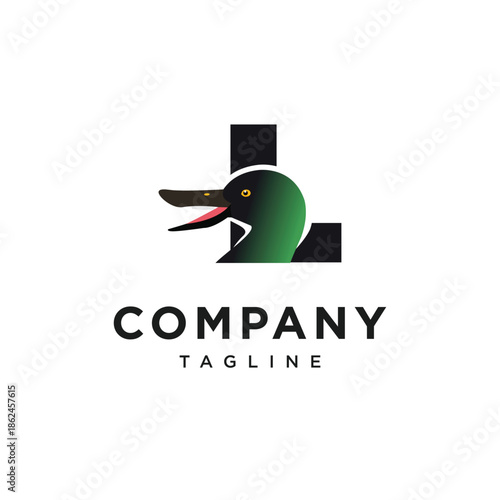 Letter L Northern Spade Duck Logo Icon Vector
