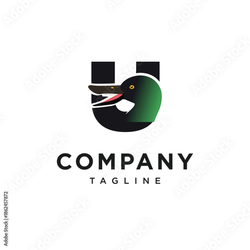 Letter U Northern Spade Duck Logo Icon Vector