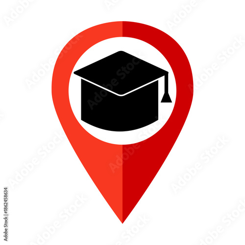 Educational institution or location icon on white background.