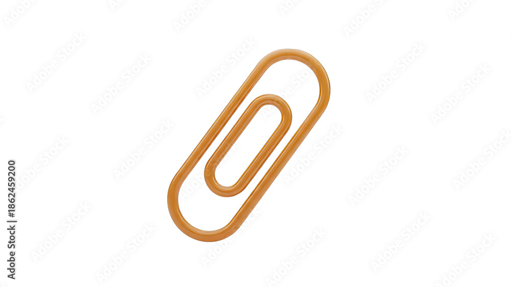 Obraz premium Orange Paperclip on White Background
