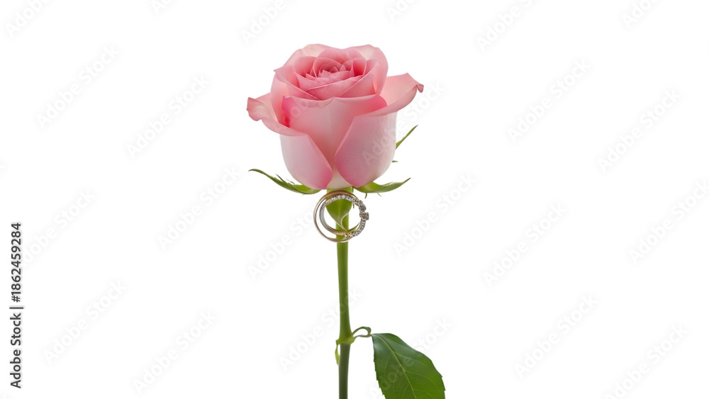 Fototapeta premium Pink rose isolated on transparent background fresh flower image