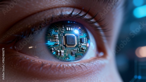 cybernetic eye with circuit board