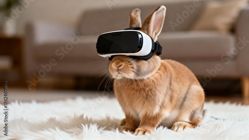 Rabbit wearing VR headset