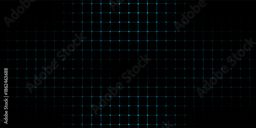 Abstract technology futuristic concept blue grid perspective on black background and lighting with space for your text