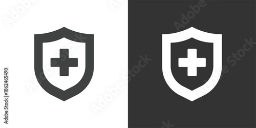 Medical Protection Shield icon. Solid glyph series icon