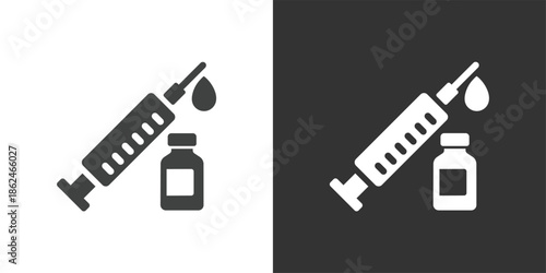 Syringe and Vaccine icon. Solid glyph series icon