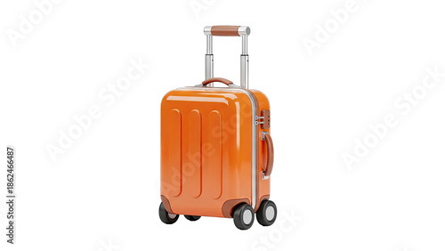 Orange Hardshell Carry-On Suitcase with Brown Leather Accents