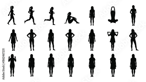 A collection of diverse human silhouettes portraying various poses and activities
