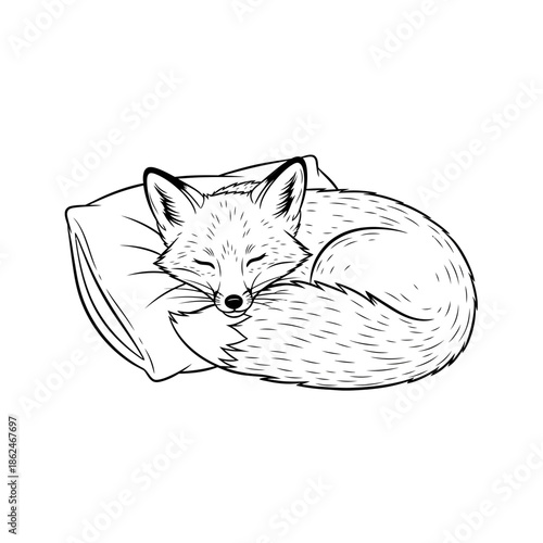 Cute fox sleeping peacefully on a soft pillow.