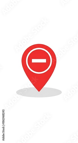 Red location marker icon displaying a prohibition symbol against a white background Free Download Red location marker icon displaying a prohibition symbol against a white background - GFXLoad