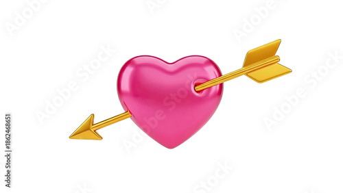 Pink Heart Pierced by Golden Arrow