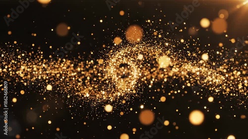 Golden Particle Stream - A Mesmerizing Display of Light and Motion.