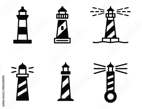 Lighthouse Icon Silhouette Vector Illustration, Including Coastal Beacon Symbol