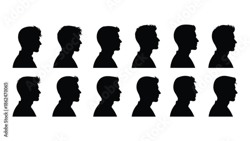 A collection of silhouetted human profiles displayed in a grid arrangement