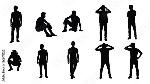Diverse silhouettes of people in various poses and positions are displayed