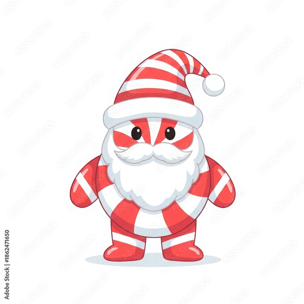 Obraz premium Festive Peppermint Santa: An adorable character embodying the holiday spirit, crafted from sweet peppermint candy, brings joy and whimsy to the festive season. 