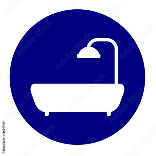 Shower and bathup icon with water drop element graphic. Shower icon with blue and white colour printable. Vector illustration