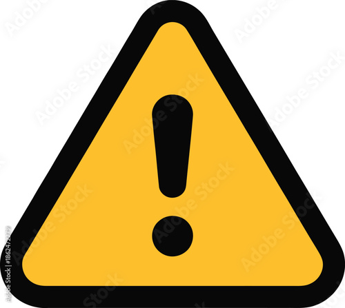 Yellow triangular warning sign with black exclamation mark and dot triangle